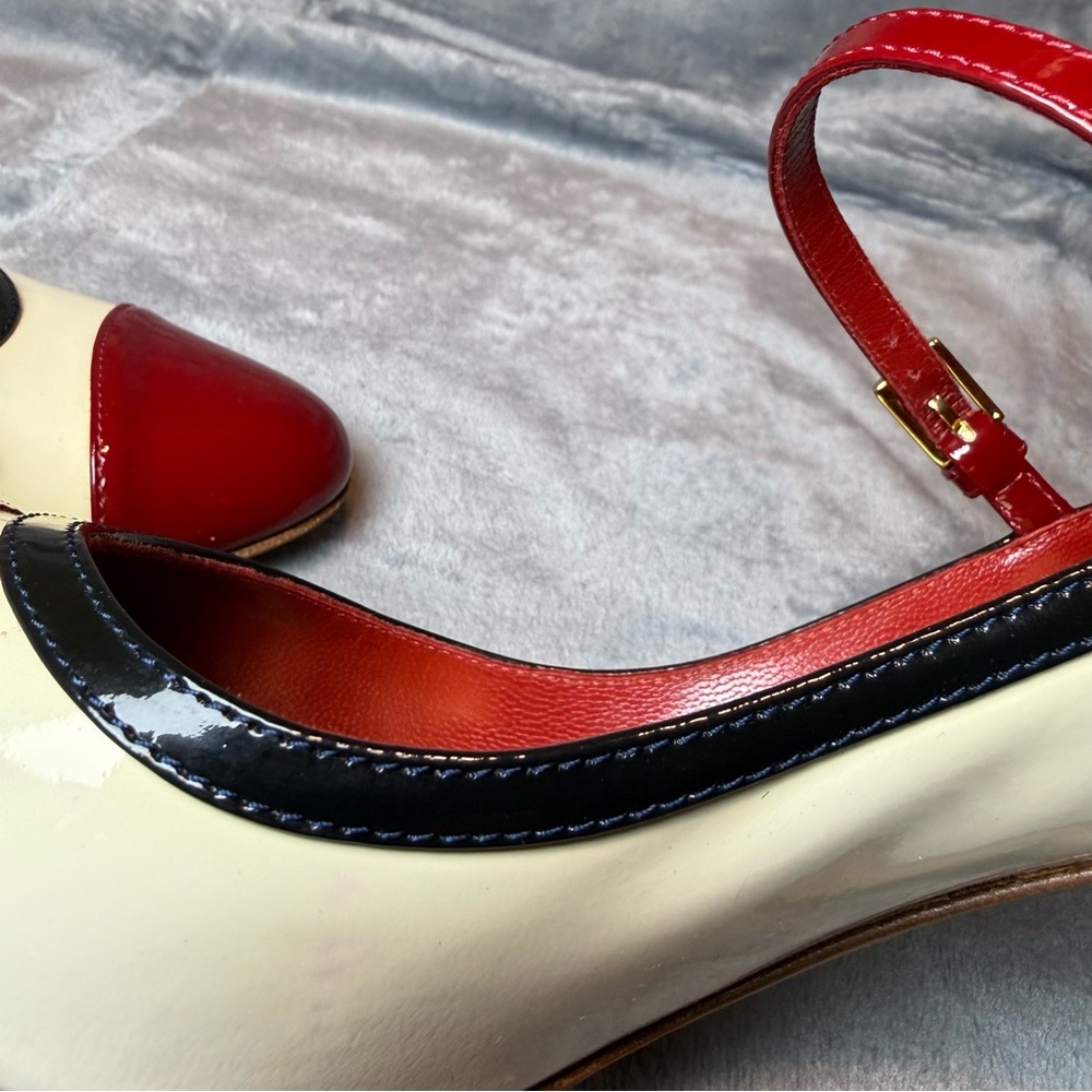 DSQUARED2 Red and Cream Mary Jane Heels - Picture 9 of 12